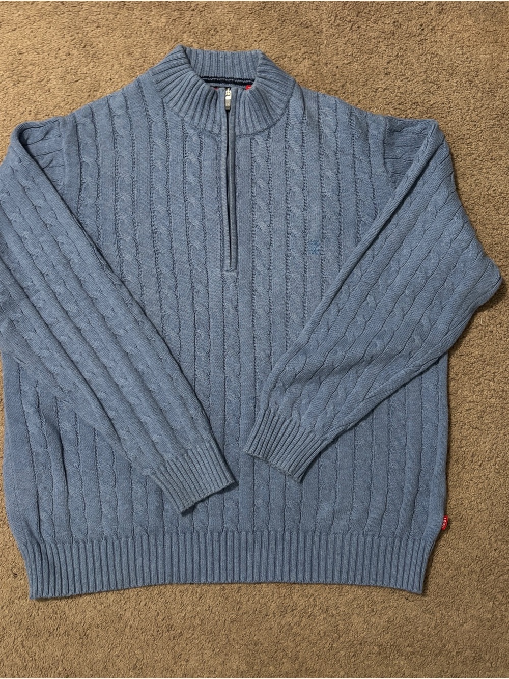 Izod Men's Crewneck Cable Half-Zip Sweater - Light Blue
